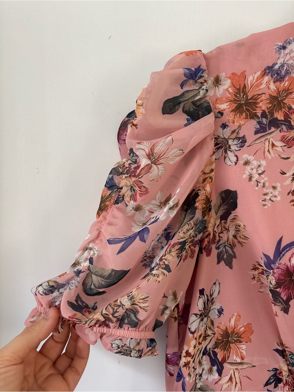 Vince Camuto Pink Garden Floral Puff Sleeves Midi Dress Size 10 Brunch Coquette - Picture 3 of 15